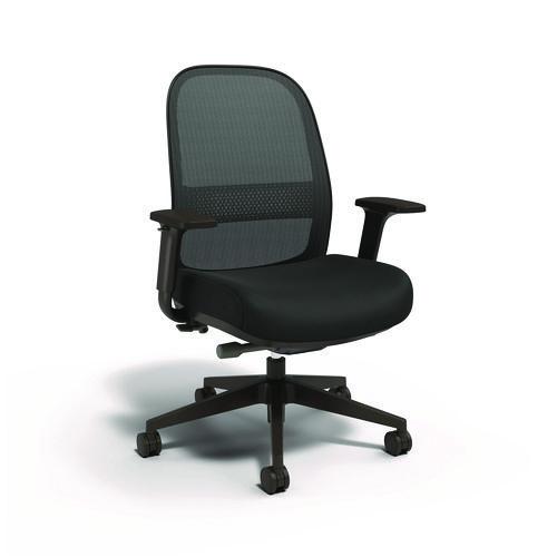 Picture of Essentials Mesh Back Fabric Task Chair, Adjustable Lumbar Support, Supports Up to 275 lb, 18.31" to 22.17" Seat Height, Black