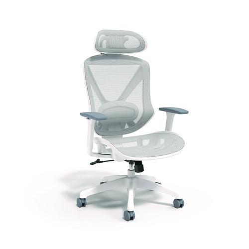 Picture of FlexFit Dexley Mesh Task Chair, Supports Up to 275 lb, 16.61" to 20.31” Seat Height, Gray Seat, Gray Back, White Base