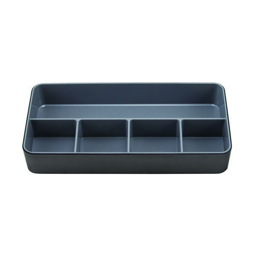 Picture of Fusion Five-Compartment Plastic Accessory Holder, Plastic, 12.25 x 6 x 2, Black/Gray