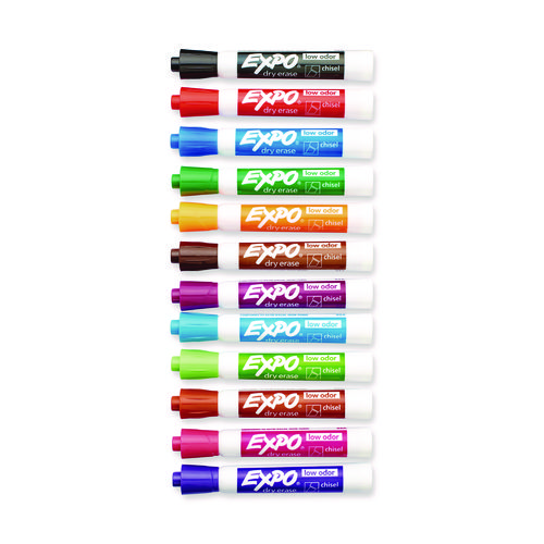 Picture of Low-Odor Dry-Erase Marker, Broad Chisel Tip, Assorted Colors, 12/Box