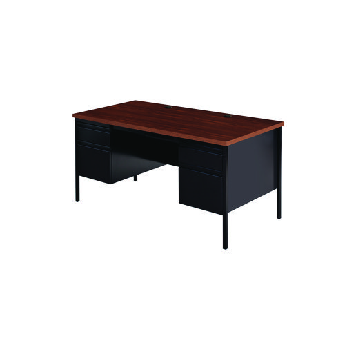 Picture of Double Pedestal Steel Desk, 60" x 30" x 29.5", Mocha/Black, Black Legs