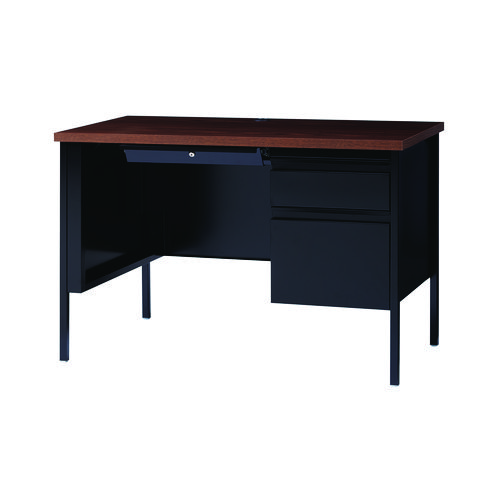 Picture of Single Pedestal Steel Desk, 45" x 24" x 29.5", Mocha/Black, Black Legs