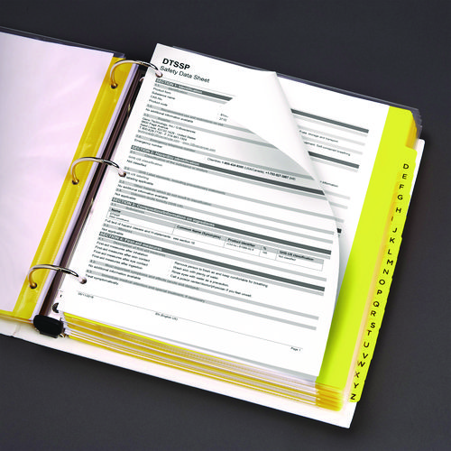 Picture of Heavy-Duty Preprinted Safety Data Sheet Binder, 3 Rings, 3" Capacity, 11 x 8.5, Yellow/Red