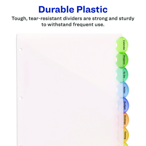 Picture of Insertable Style Edge Tab Plastic 1-Pocket Dividers, 8-Tab, 11.25 x 9.25, Translucent, 1 Set