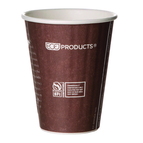 Picture of World Art Renewable and Compostable Insulated Hot Cups, PLA, 8 oz, 40/Pack, 20 Packs/Carton