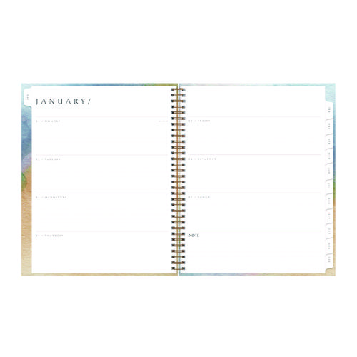 Picture of One Tree Planted Andreo Weekly/Monthly Planner, Abstract Artwork, 11" x 8.5", Blue/Sand/Green Cover, 12-Month (Jan-Dec): 2025