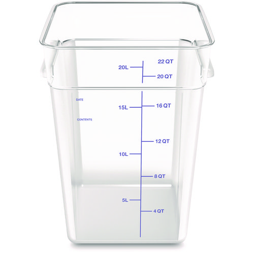 Picture of Squares Polycarbonate Food Storage Container, 22 qt, 11 13 x 11.13 x 15.72, Clear, Plastic