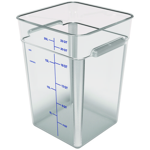 Picture of Squares Polycarbonate Food Storage Container, 22 qt, 11 13 x 11.13 x 15.72, Clear, Plastic