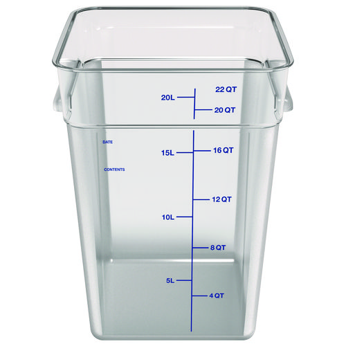 Picture of Squares Polycarbonate Food Storage Container, 22 qt, 11 13 x 11.13 x 15.72, Clear, Plastic