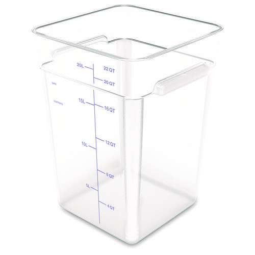 Picture of Squares Polycarbonate Food Storage Container, 22 qt, 11 13 x 11.13 x 15.72, Clear, Plastic