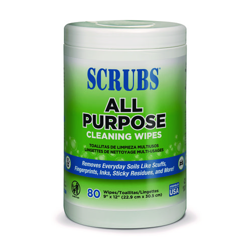 Picture of All Purpose Cleaning Wipes, 9 x 12, Citrus Scent, White, 80 Wipes/Canister, 6 Canisters/Carton