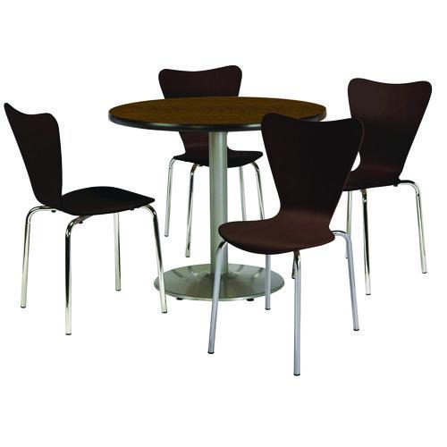 Picture of Pedestal Table with Four Espresso Jive Series Chairs, Round, 36" Dia x 29h, Walnut