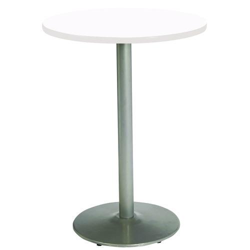 Picture of Pedestal Bistro Table with Four Yellow Kool Series Barstools, Round, 36"Dia x 41h, Designer White