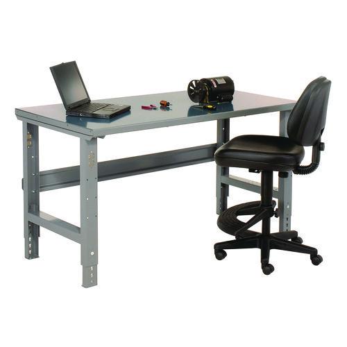Picture of Standard Duty Steel Top Adjustable Height Workbench, 2,000 lbs, 72 x 30 x 30.88 to 36.88, Gray