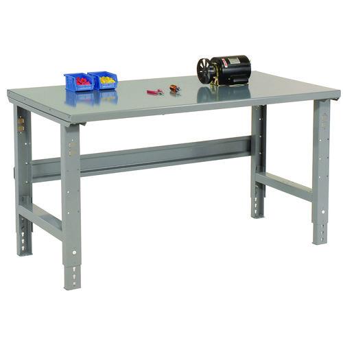 Picture of Standard Duty Steel Top Adjustable Height Workbench, 2,000 lbs, 72 x 30 x 30.88 to 36.88, Gray