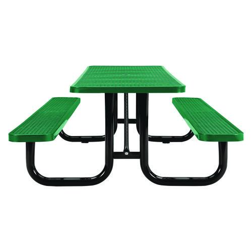 Picture of Expanded Steel Picnic Table, Rectangular, 96 x 62 x 29.5, Green Top, Green Base/Legs