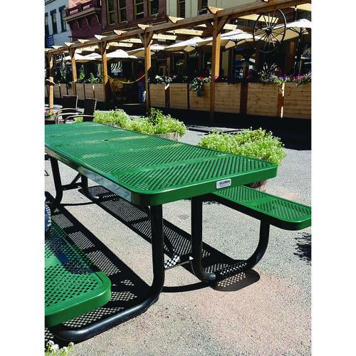 Picture of Expanded Steel Picnic Table, Rectangular, 96 x 62 x 29.5, Green Top, Green Base/Legs