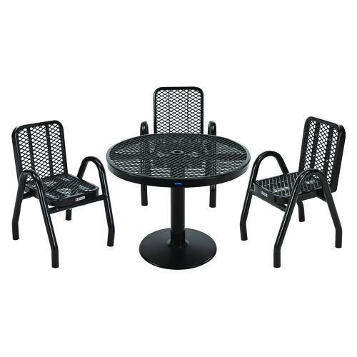 Picture of Outdoor Dining Set, Round, 36" dia x 29"h, Black Top, Black Base/Legs