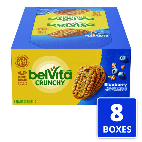 Picture of belVita Breakfast Biscuits, 1.76 oz Pack, Blueberry, 8 Packs/Box, 8 Boxes/Carton