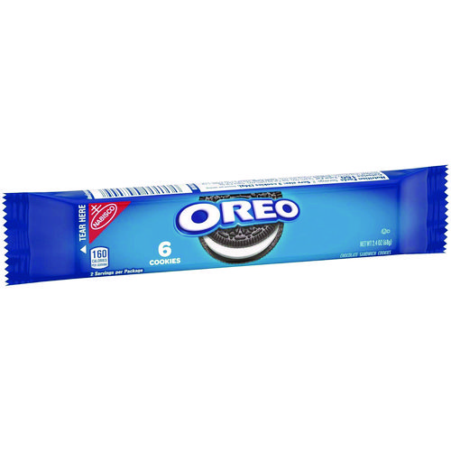 Picture of Oreo Cookies Single Serve Packs, Chocolate, 2.4 oz Pack, 6 Cookies/Pack, 12 Packs/Box