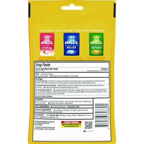 Picture of Triple Action Cough Drops, Honey-Lemon, 30/Bag, 12 Bags/Box