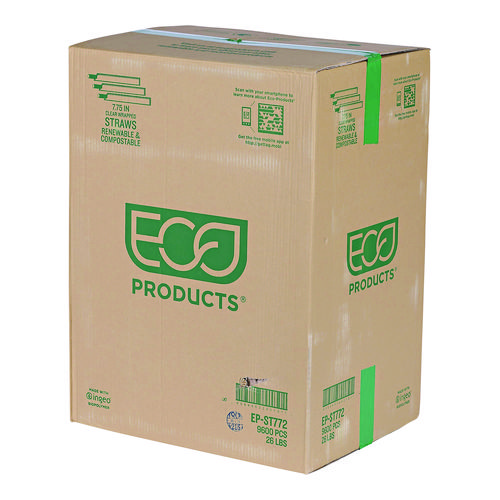 Picture of Wrapped Straw, 7.75", Green, Plastic, 9,600/Carton