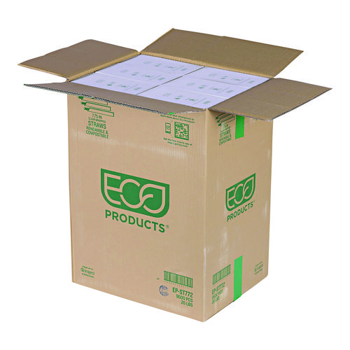 Picture of Wrapped Straw, 7.75", Green, Plastic, 9,600/Carton