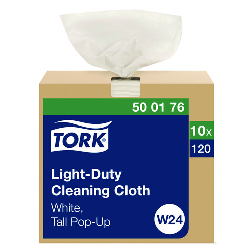 Picture of Light Duty Cleaning Cloth Pop Up Box, 1-Ply, 8.3 x 16.1, White, 120 Cloths/Pack, 10 Packs/Carton