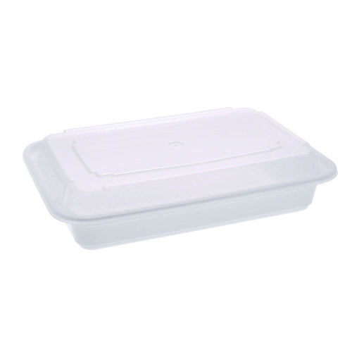 Picture of Newspring VERSAtainer Microwavable Containers, 8.8 x 6 x 2, White/Clear, Base/Lid Combo, 150/Carton