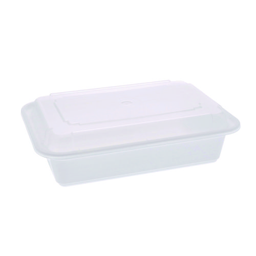 Picture of Newspring VERSAtainer Microwavable Containers, 8.8 x 6 x 2.5, White/Clear, Base/Lid Combo, 150/Carton