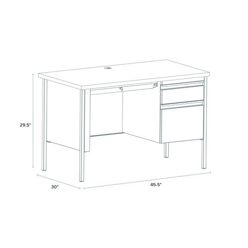 Picture of Single Pedestal Steel Desk, 45" x 24" x 29.5", Mahogany/Charcoal, Charcoal Legs