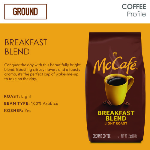 Picture of Ground Coffee, Breakfast Blend, 12 oz Bag