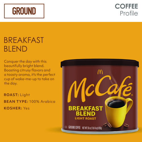 Picture of Ground Coffee, Breakfast Blend, 30 oz Can