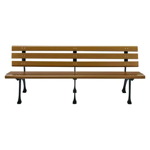 Picture of Recycled Plastic Benches with Back, 72" x 23" x 28", Tan Seat/Back, Black Base