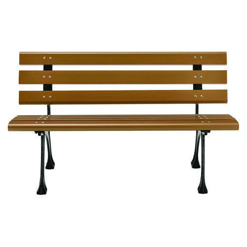 Picture of Recycled Plastic Benches with Back, 48" x 23" x 28", Tan Seat/Back, Black Base