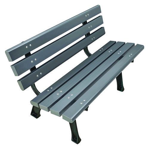 Picture of Recycled Plastic Benches with Back, 48" x 23" x 28", Gray Seat/Back, Gray Base