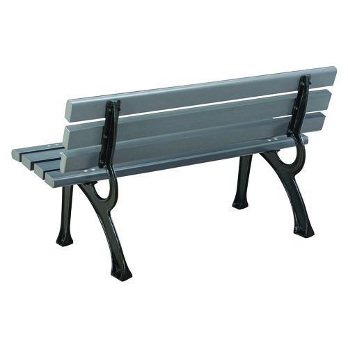 Picture of Recycled Plastic Benches with Back, 48" x 23" x 28", Gray Seat/Back, Gray Base