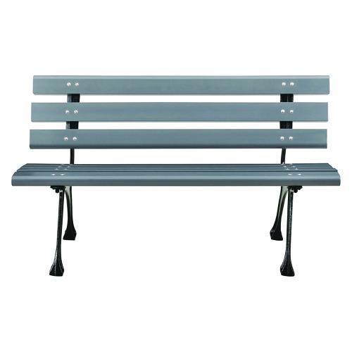 Picture of Recycled Plastic Benches with Back, 48" x 23" x 28", Gray Seat/Back, Gray Base