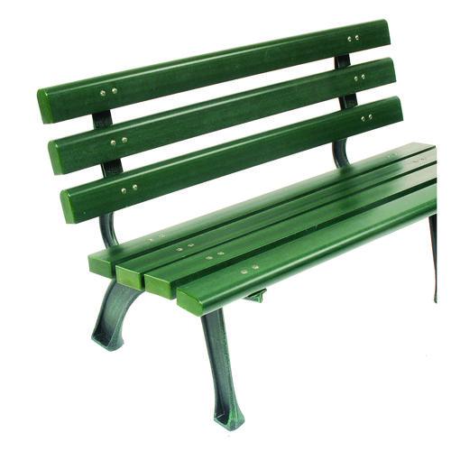 Picture of Recycled Plastic Benches with Back, 48" x 23" x 28", Green Seat/Back, Green Base