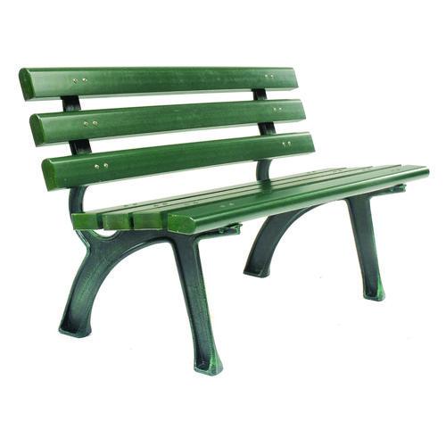 Picture of Recycled Plastic Benches with Back, 48" x 23" x 28", Green Seat/Back, Green Base