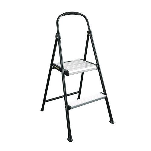 Picture of 2-Step Stepstool, 250 lb Capacity, 19" Working Height, 22.5" Spread, Black/Silver