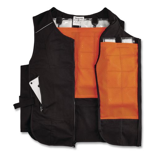 Picture of Chill-Its 6260 Lightweight Phase Change Cooling Vest with Packs, Cotton/Poly, 2X-Large/3X-Large, Black