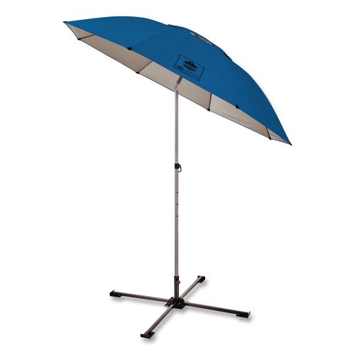 Picture of SHAX 6199 Lightweight Work Umbrella and Stand Kit, 90" Span, 92" Long, Blue Canopy