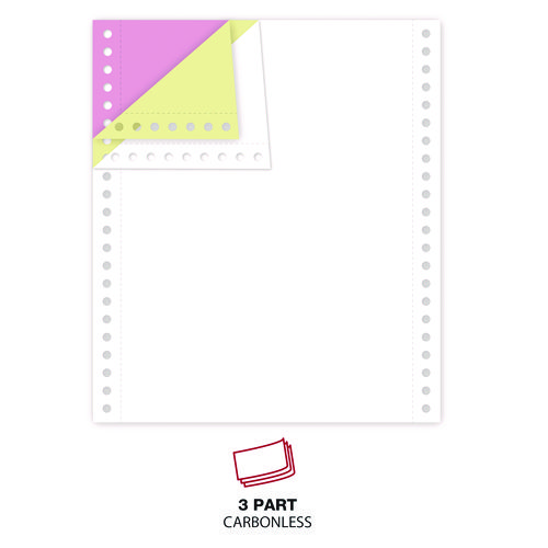 Picture of Printout Paper, 3-Part, 15 lb Bond Weight, 9.5 x 11, White/Canary/Pink, 1,200/Carton