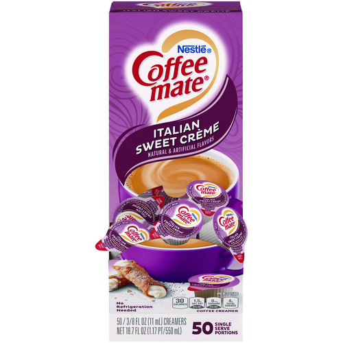 Picture of Liquid Coffee Creamer, Italian Sweet Creme, 0.38 oz Mini Cups, 50/Box, 4 Boxes/Carton, 200 Total/Carton