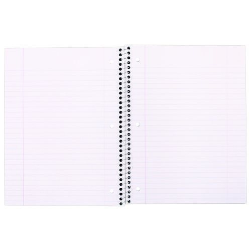 Picture of Spiral Notebook, 3-Hole Punched, 1-Subject, Wide/Legal Rule, Randomly Assorted Cover Color, (100) 10.5 x 7.5 Sheets