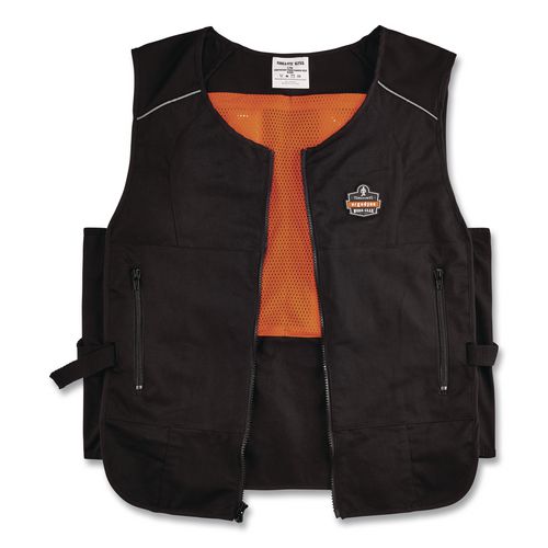 Picture of Chill-Its 6260 Lightweight Phase Change Cooling Vest with Packs, Cotton/Poly, 2X-Large/3X-Large, Black