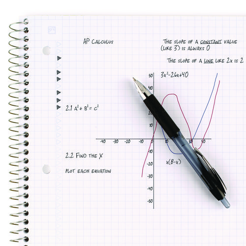 Picture of Wirebound Notebook with 2 Pockets, 1-Subject, Quadrille Rule (4 sq/in), Randomly Assorted Cover Color, (100) 11 x 8.5 Sheets