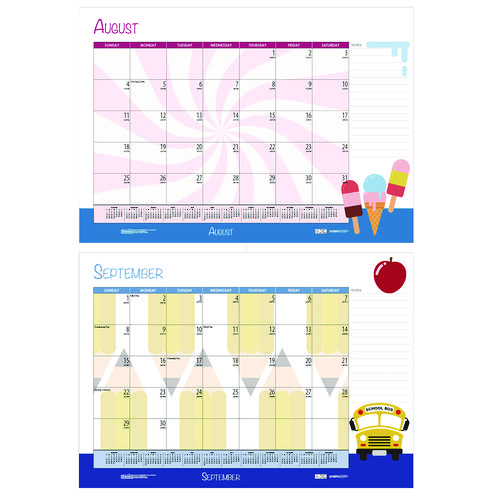 Picture of Academic Year Recycled Desk Pad Calendar, Illustrated Seasons Artwork, 22 x 17, Black Binding, 12-Month (July-June):2024-2025