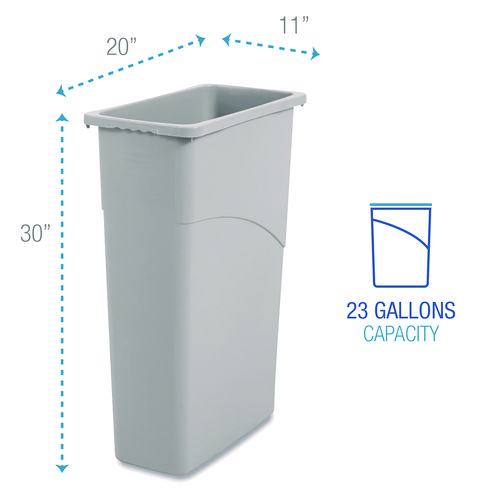 Picture of Slim Waste Container, 23 gal, Plastic, Gray